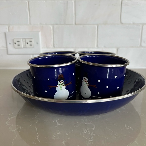 Vintage The Golden Rabbit II 1997 Denise S. Harvey Blue Snowman Enamelware Lot - Picture 2 of 8
